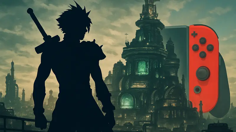 Логотип Final Fantasy 7 Remake с Клаудом, возможно с отсылкой к Nintendo Switch 2.