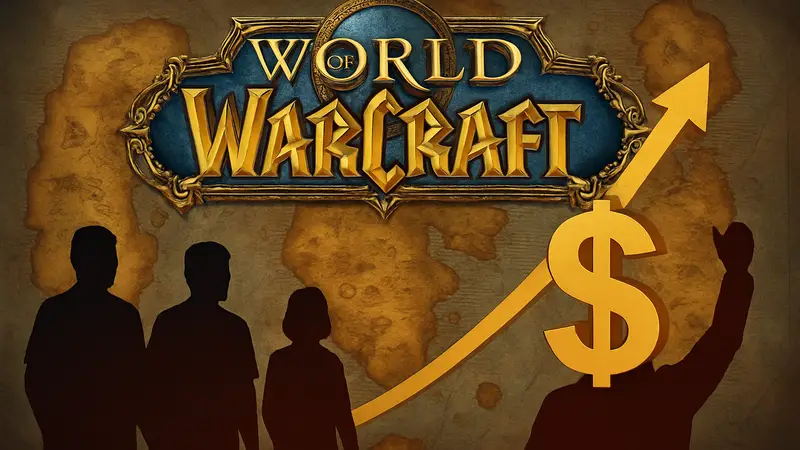 Логотип World of Warcraft на фоне карты Азерота, символизирующий подорожание подписки