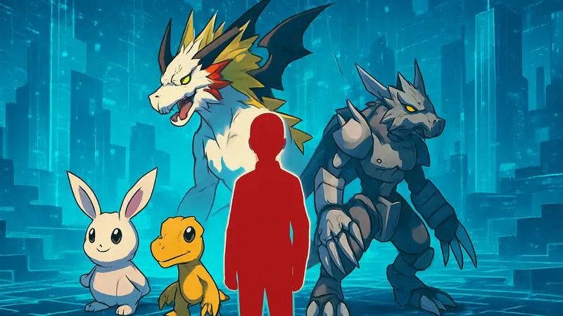 Новые дигимоны из Digimon Story Time Stranger DLC на фоне цифрового мира