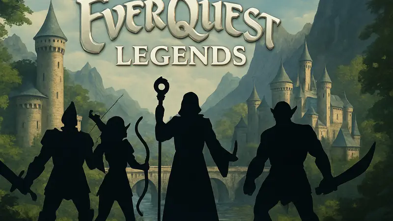 Логотип EverQuest Legends, персонажи из игры EverQuest, ММО для ПК