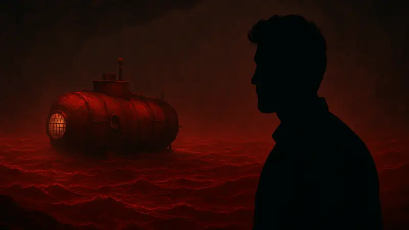Кадр из фильма «Железное лёгкое»: красная подводная лодка в кровавом океане, Марк Фишбах