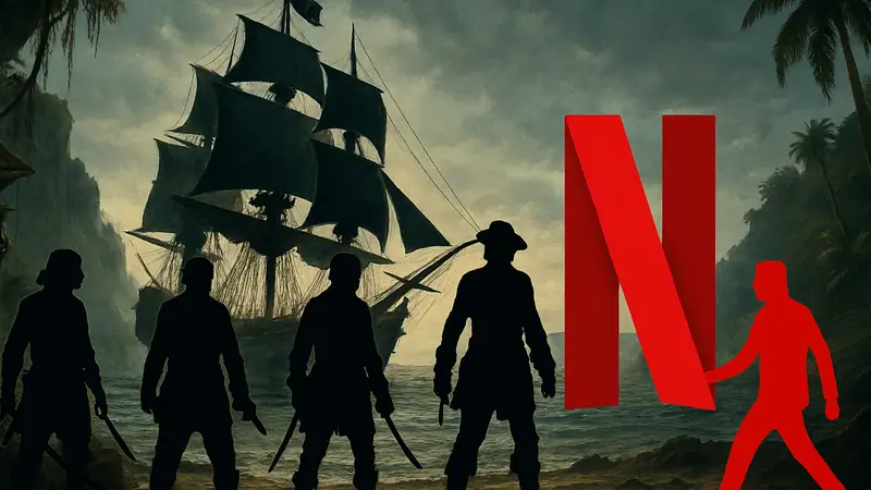 Постер сериала «Чёрные паруса», пираты, Netflix, покидает платформу.