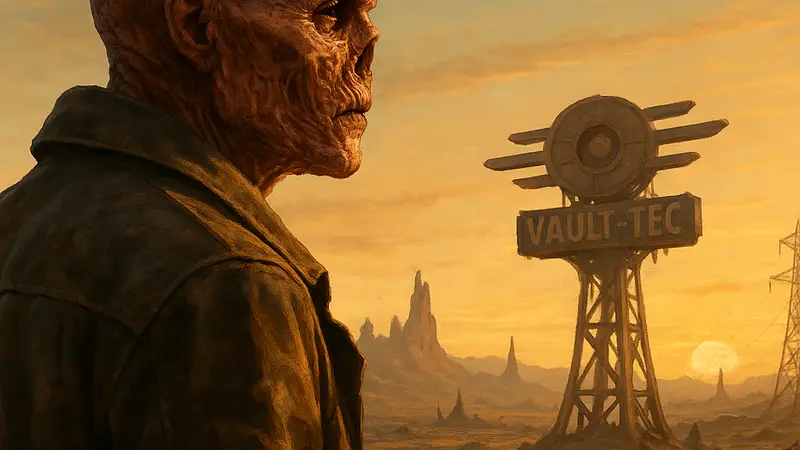 Гуль из сериала Fallout смотрит вдаль на фоне пустоши, судьба персонажа.