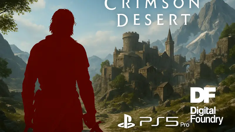 Скриншот или кадр из игры Crimson Desert с логотипом PS5 Pro и Digital Foundry