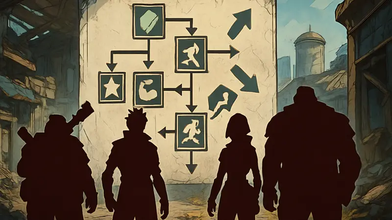 Персонажи Borderlands 4 на фоне системы прогрессии, символизирующей изменения.