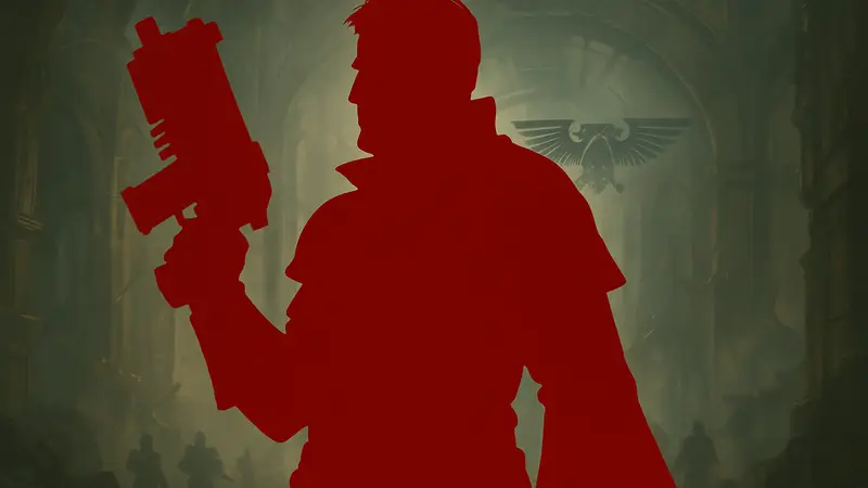 Портрет персонажа Абеларда из Warhammer 40K: Rogue Trader, демонстрирующий его боевой облик.