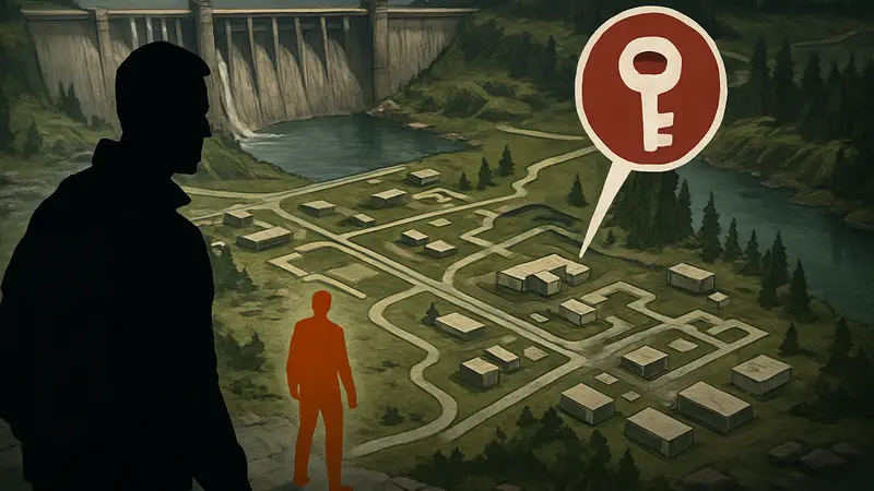 Изображение карты с расположением ключа от комнаты персонала на дамбе в ARC Raiders
