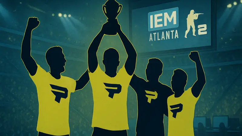 Команда paiN Gaming празднует победу на турнире IEM Atlanta по CS2.