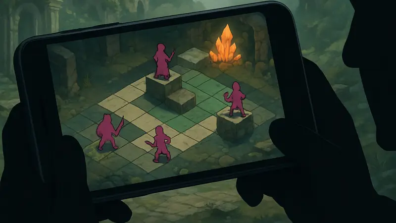 Скриншот игрового процесса Crawl Tactics, демонстрирующий пошаговые тактические сражения на мобильном устройстве.