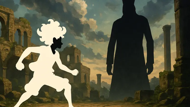 Луффи в форме Gear 5 готовится к битве с Иму в манге One Piece.