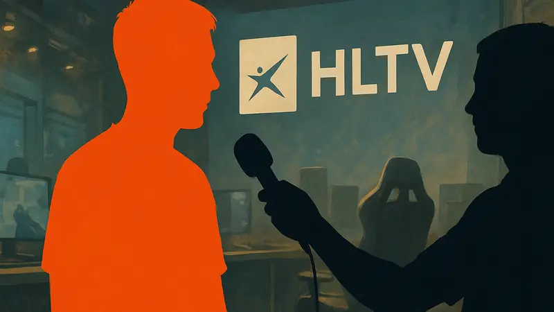 Киберспортсмен tN1R на фоне логотипа HLTV, дающий интервью о S0tF1k и команде.