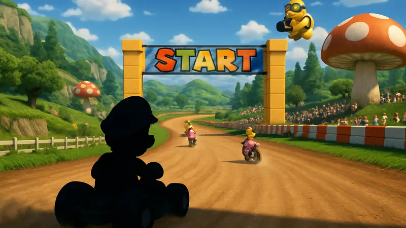 Скриншот игрового процесса Mario Kart Wii на ПК в разрешении 4K с онлайн-режимом.