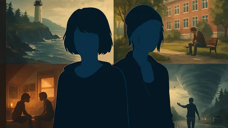 Обложка саундтрека Life is Strange с главными героями Макс и Хлоей, на фоне коллаж из ключевых моментов игры.