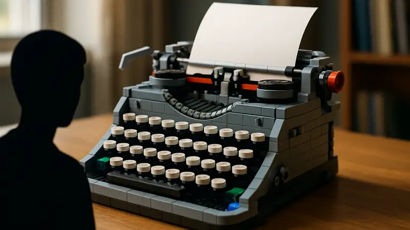 Кастомная печатная машинка, собранная из деталей конструктора LEGO