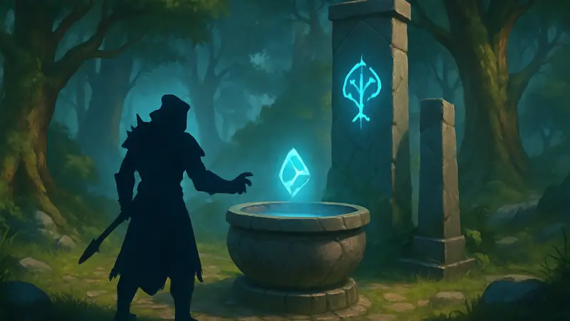 Игровой персонаж World of Warcraft решает загадку Каменного Чана в Лесах Песни Эха