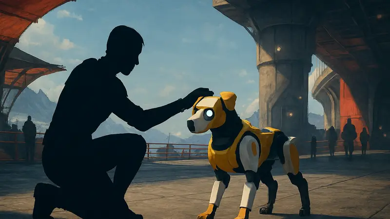 Робопес Арчи в Destiny 2: Tower, которого можно погладить для получения триумфа