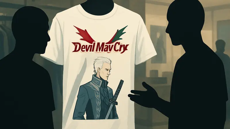 Футболка с логотипом Devil May Cry и неправильным именем персонажа Вергилия