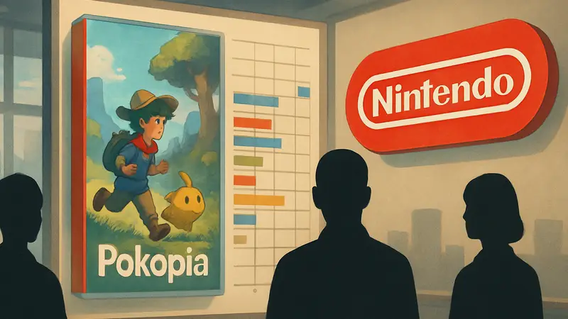 Обложка игры Pokopia и логотип Nintendo, японский чарт продаж