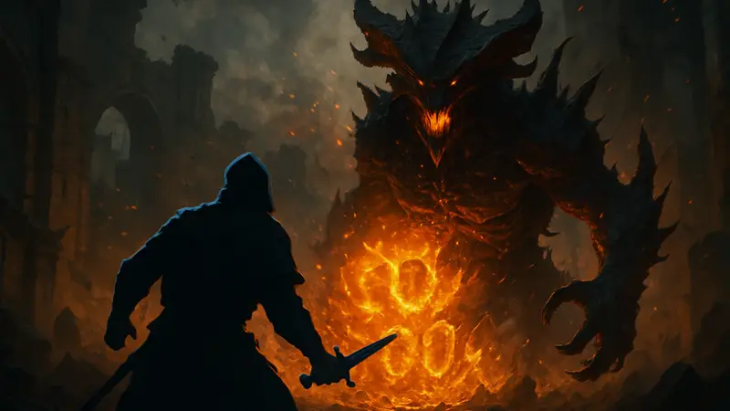 Скриншот из Diablo 4, демонстрирующий большие цифры урона или эпическую битву.