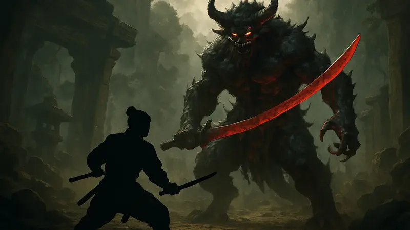 Демон Кровавого Клинка из гайда по Nioh 3, мощный босс в фэнтези-игре.