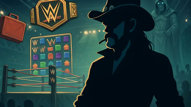 Стилизованное изображение Лемми Килмистера из Motörhead в окружении элементов из игры WWE Champions.