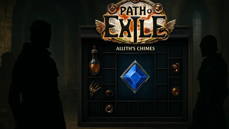 Самоцвет Ailith's Chimes в инвентаре Path of Exile 2, демонстрирующий его ценность для Power Charge билдов.
