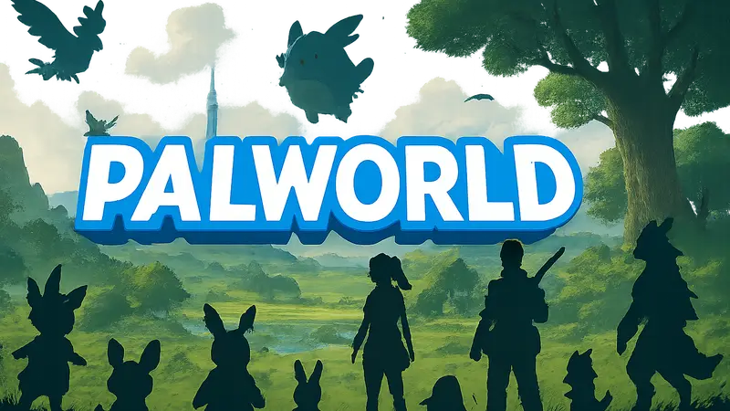 Логотип Palworld на фоне игрового мира, символизирующий рекордные продажи