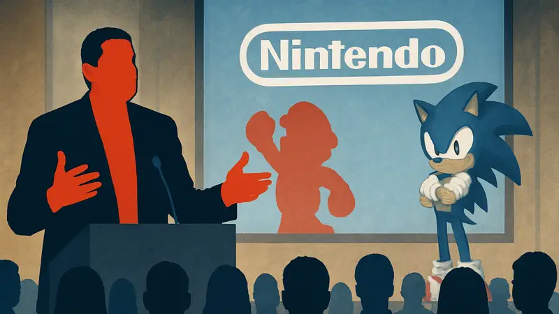 Реджи Фис-Эме, бывший президент Nintendo of America, выступающий на конференции