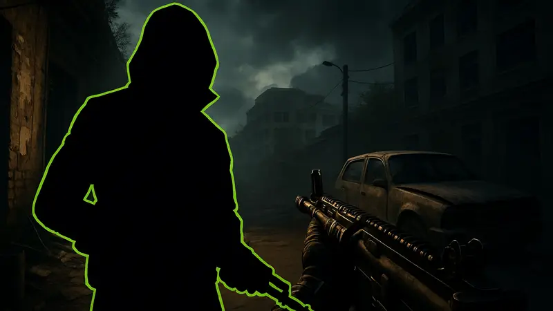 Скриншот FPS игры с антигероем, персонаж с оружием, темная атмосфера, шутер от первого лица