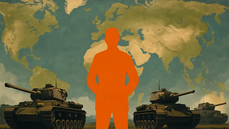 Логотип Hearts of Iron IV на фоне карты мира с танками