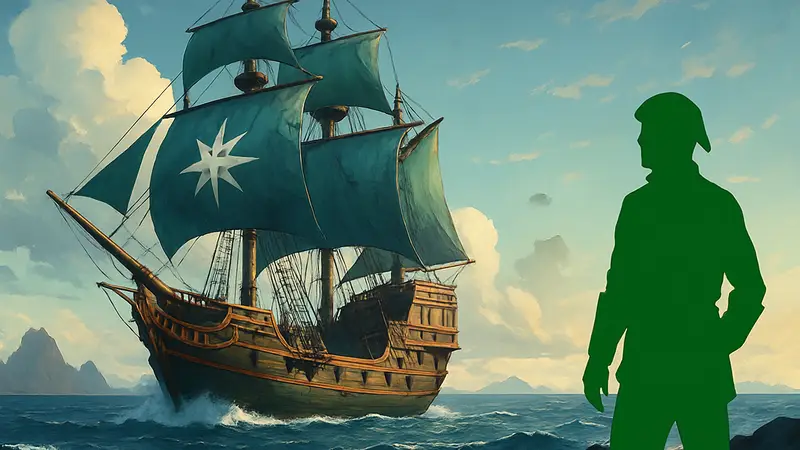 Пиратский корабль Windrose в море, иллюстрация к игре