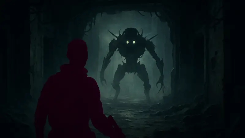 Скриншот или концепт-арт игры Marathon от Bungie, показывающий пугающую атмосферу