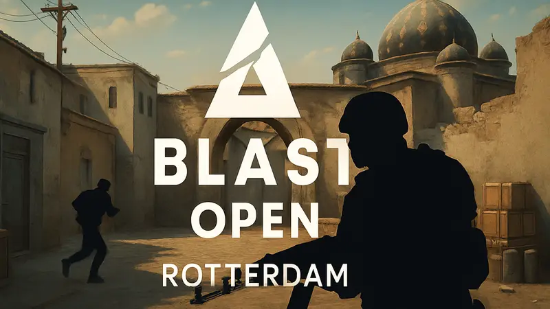 Логотип BLAST Open Rotterdam на фоне старой версии игры, киберспорт