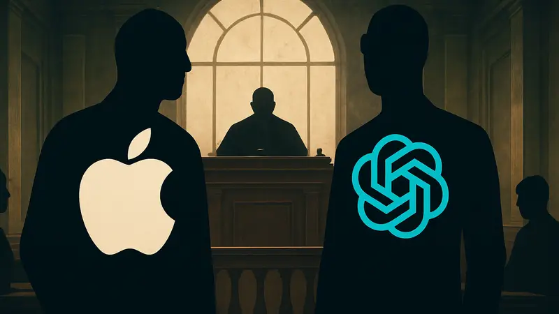 Логотипы Apple и OpenAI, символизирующие судебный конфликт