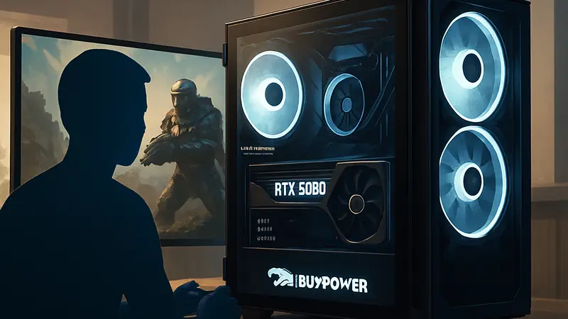 Игровой ПК от iBuyPower с видеокартой Nvidia RTX 5080, демонстрирующий высокую производительность.