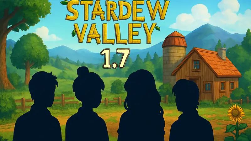 Персонажи Stardew Valley, ферма, логотип 1.7