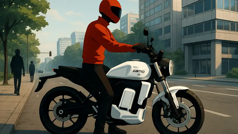 Электромотоцикл Zeno с системой быстрой замены батарей на дороге.