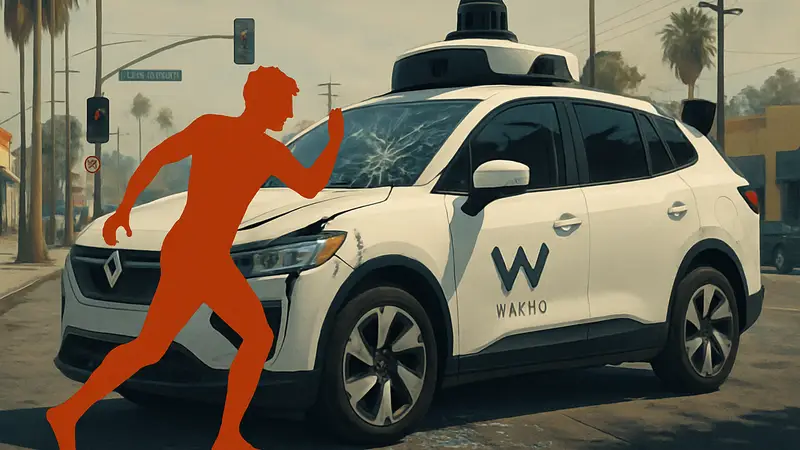 Беспилотный автомобиль Waymo на улице Восточного Голливуда после инцидента.