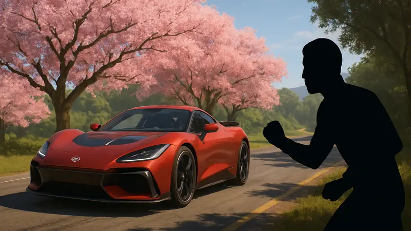 Машина на фоне цветущих сакур в Forza Horizon 6, демонстрирующая геймплей.