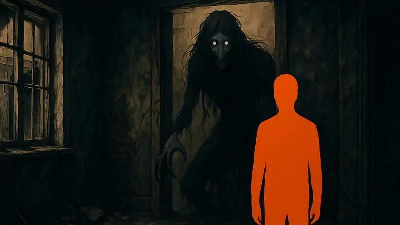 Обложка хоррор манги Mad Miniscape, изображающая мрачную сцену или загадочного персонажа