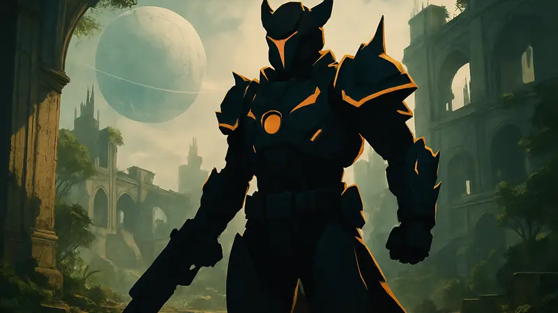 Страж из Destiny 2 в комплекте брони Ferropotent, демонстрирующий мощь и стиль.