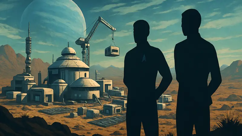 Игровой скриншот Star Trek: Outposts Unknown, строительство базы на планете