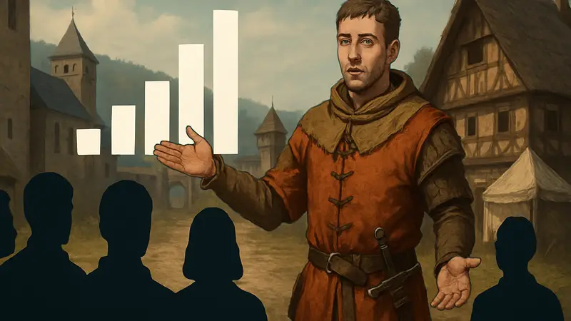 Кадр из Kingdom Come: Deliverance II с Генри в средневековой одежде, показывающий масштаб продаж