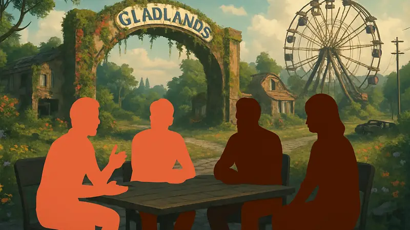 Каст Dimension 20: Gladlands, обсуждающий постапокалиптический мир, построенный на доброте.