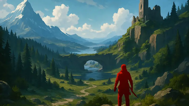 Захватывающий пейзаж из популярной Open-World игры с элементами приключения.