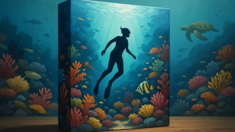 Коробка настольной игры «Аква: Биоразнообразие океана» с изображением подводного мира.