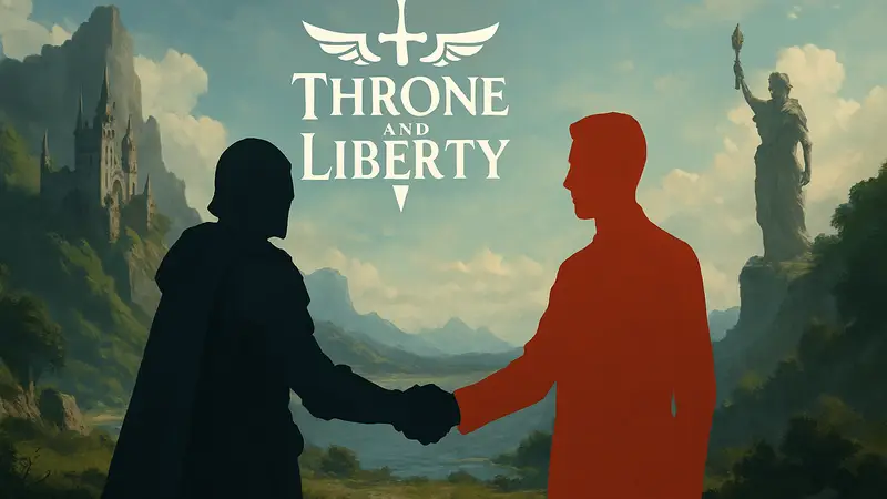Логотип Throne and Liberty и Astrum Entertainment, символизирующие сотрудничество по изданию игры в России.