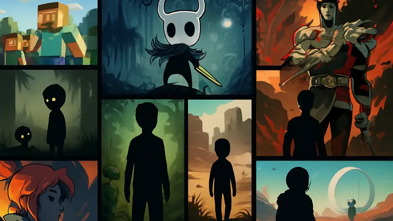 Коллаж из обложек десяти знаковых инди-игр, таких как Minecraft, Hollow Knight и Hades.