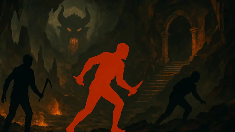 Обложка или концепт-арт игры Thousand Hells: The Underworld Heists от Дэвида Данэма.