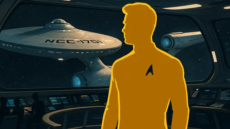 Капитан Кирк из сериала Star Trek: Strange New Worlds в новой интерпретации, на борту звездолета Энтерпрайз.